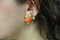 Red Coral Buttons 18k Yellow Gold Flower Shape Clip-on Earrings, Set of 2 4