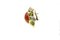 Boucles d'Oreilles en Forme de Fleur en Or Jaune 18 Carats avec Boutons Corail Rouge, Set de 2 2