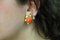 Red Coral Buttons 18k Yellow Gold Flower Shape Clip-on Earrings, Set of 2 5