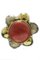 Aretes de clip en forma de flor de oro amarillo de 18k con botones de coral rojo. Juego de 2, Imagen 3