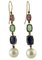 Pearl Diamond Ruby Sapphire Emeralds Rose Gold and Silver Earrings, Set of 2 3