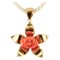 Red Coral Flower, 18 Karat Yellow Gold Flower Shape Pendant Necklace 1