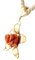 Red Coral Flower, 18 Karat Yellow Gold Flower Shape Pendant Necklace 2