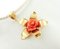 Red Coral Flower, 18 Karat Yellow Gold Flower Shape Pendant Necklace 4