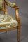 Juego de salón estilo Luis XVI de madera dorada y seda verde. Juego de 5, Imagen 4
