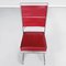Französische Mid-Century Stühle aus rotem Leder & Stahl von Jean Prouvé für Tecta, 1980er, 3er Set 6