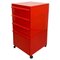 Italian Modern Red Plastic Modular 4602 Chest of Drawers by Fussell Kartell, 1970, Set of 2 1