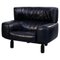 Italian Modern Black Leather & Wood Bull Lounge Chair by Gianfranco Frattini for Cassina, 1980s 1