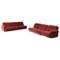 Modulares italienisches Mid-Century Modern Sofa aus rotem Samt, 1970er, 6er Set 1