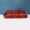 Modulares italienisches Mid-Century Modern Sofa aus rotem Samt, 1970er, 6er Set 3