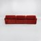 Modulares italienisches Mid-Century Modern Sofa aus rotem Samt, 1970er, 6er Set 8