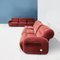 Modulares italienisches Mid-Century Modern Sofa aus rotem Samt, 1970er, 6er Set 2