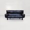 Italian Modern Black Leather & Wood 2-Seater Bull Sofa by Gianfranco Frattini for Cassina, 1980s 2