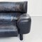 Italian Modern Black Leather & Wood 2-Seater Bull Sofa by Gianfranco Frattini for Cassina, 1980s 14