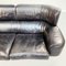 Italian Modern Black Leather & Wood 2-Seater Bull Sofa by Gianfranco Frattini for Cassina, 1980s 7