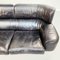 Italian Modern Black Leather & Wood 2-Seater Bull Sofa by Gianfranco Frattini for Cassina, 1980s, Image 7
