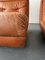 Low Brown Leather Lounge Chairs on Wheels, 1970s, Set of 2 7