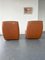 Low Brown Leather Lounge Chairs on Wheels, 1970s, Set of 2, Image 8