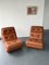 Low Brown Leather Lounge Chairs on Wheels, 1970s, Set of 2, Image 2