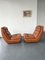 Low Brown Leather Lounge Chairs on Wheels, 1970s, Set of 2, Image 6