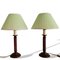Vintage Green & Brown Wooden Table Lamps, 1950s, Set of 2 1
