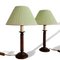 Vintage Green & Brown Wooden Table Lamps, 1950s, Set of 2 2