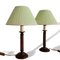 Vintage Green & Brown Wooden Table Lamps, 1950s, Set of 2, Image 2