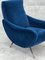 Blue Velvet & Brass Armchair, 1950s 4