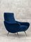 Blue Velvet & Brass Armchair, 1950s 1