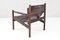 Mid-Century Modern Safari Leather & Wood Roxinho Armchair by Michel Arnoult, Image 5