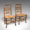 Antique English Victorian Spindleback Rush Chairs, Set of 2 1