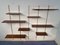 Mid-Century Italian Suspended Wall Unit Boockase in Walnut & Gilded Metal, 1960 2