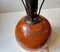 Französische orangefarbene Keramik Tischlampe im Stil von Jean Besnard, 1930er 5