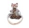 Anello a forma di gatto in oro rosa e argento con rubini e diamanti, Immagine 4