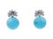 Boucles d'Oreilles en Or Blanc 14K avec Saphirs Turquoise et Diamants 3