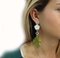 Dangle Gold Earrings with Mother of Pearl and Jade, Image 4