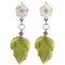 Dangle Gold Earrings with Mother of Pearl and Jade 1