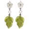 Dangle Gold Earrings with Mother of Pearl and Jade, Image 1