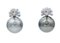 14K Weißgold Ohrringe mit grauen Perlen Saphiren und Diamanten 3