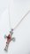 Rose Gold and Silver Cross Pendant Necklace wit Sapphire Emeralds Rubies and Diamonds 3