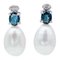 18K White Gold Earrings with Sapphires Diamonds and Pearls 1