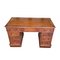 Late Victorian Mahogany Pedestal Desk with Brown Leather Top, Image 3