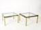 French Hollywood Regency Square Side Tables in Brass and Glass, 1970s, Set of 2 2