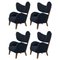 Fauteuil Raf Simons Vidar 3 My Own Chair en Chêne Fumé Bleu de par Lassen, Set de 4 1