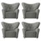 Grey Hallingdal the Tired Man Lounge Chair from by Lassen, Set of 4 1