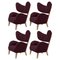 Maroon Natural Oak Raf Simons Vidar 3 My Own Lounge Chair from by Lassen, Set of 4, Image 1