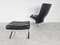 Vintage Black Leather & Chrome Lounge Chair & Ottoman, 1970s, Set of 2 9