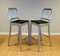 Navy Collection Brushed Aluminum High Stools with Brown Leather Seats from Emeco, Set of 4 5