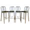 Navy Collection Brushed Aluminum High Stools with Brown Leather Seats from Emeco, Set of 4 1