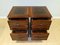Brown Mahogany Filing Cabinets with Green Gold Leaf Leather Topa, Set of 2 3